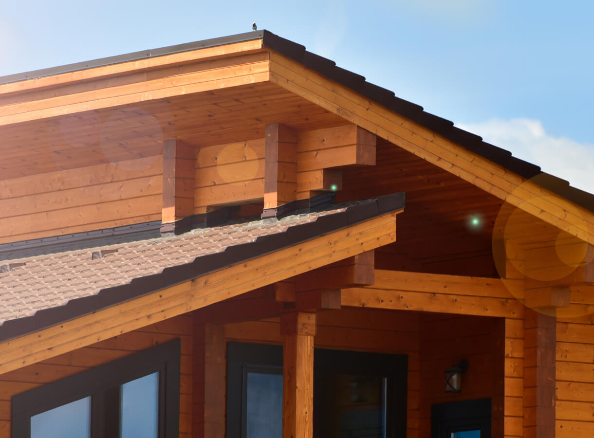 イメージ：空と木材中心に建てられた家